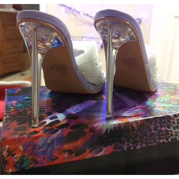 Cape Robbin Purple Brisa Studded Clear Band Heeled Sandals Y2K  NIB 8.5 Eclectic - Picture 6 of 9